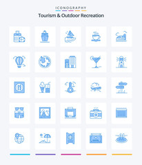 Creative Tourism And Outdoor Recreation 25 Blue icon pack  Such As air. speed. tea. high. bullet