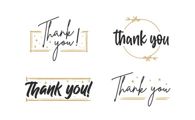 Obraz premium Set of custom THANK YOU hand lettering designs.