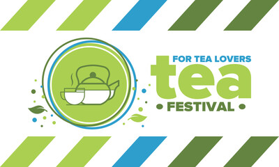 Tea Festival. For tea lovers. Event for professionals in the tea industry. Tea ceremony. Delicious leaf tea. Cafes and restaurants. Trainings for baristas from staff schools. Creative Illustration