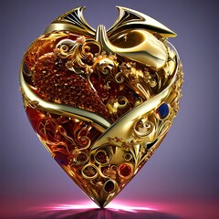 3D render of special Heart art for Valentine day using Generative AI