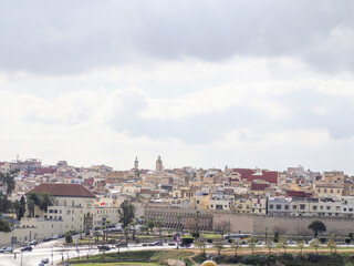 Naklejka na ściany i meble Panoramic view of Meknes, a city in Morocco which was founded in the 11th century by the Almoravids