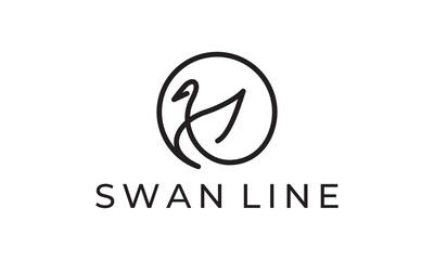 bird logo design. abstract line swan template vector illustration.