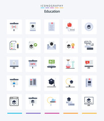 Creative Education 25 Flat icon pack  Such As knowledge. education. knowledge. university. school