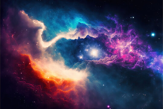 Neon Nebula, high resolution background, generative ai