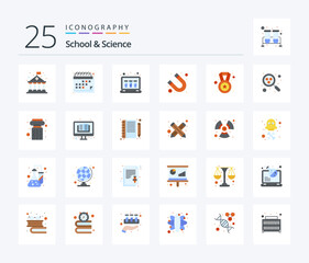 Fototapeta na wymiar School And Science 25 Flat Color icon pack including medal. chemical. science. attraction