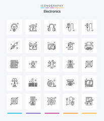 Creative Electronics 25 OutLine icon pack  Such As wire. data. headphone. cable. plug