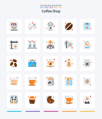 Creative Coffee Shop 25 Flat icon pack  Such As menu. coffee. coffee. cafe. coffee