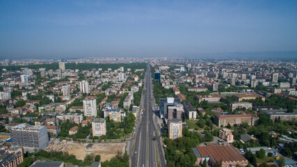 Drone photo of Tsarigradsko shose boulevard with residential blocks, S|ofia, Bulgaria