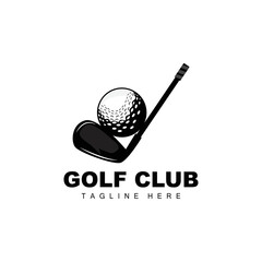 Golf Ball Logo, Vector Stick Golf. Outdoor Sports Game, Discipline Design, Icon Template