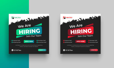We are hiring job vacancy social media post or square web banner template design