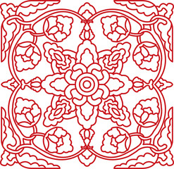 Ancient Chinese Retro Pattern spiral cross flower