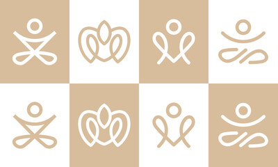 set of yoga logos with lotus flowers. creative modern design vector illustration.