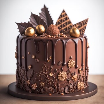 Chocolate Tall Cake Chocolate Dripping Rose Stock Photo 1196957197 |  Shutterstock