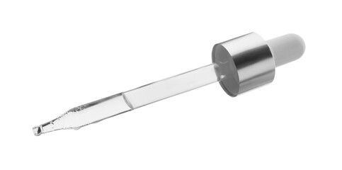 Pipette with face serum isolated on white