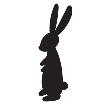 Silhouette of a black hare on a white background. Symbol of Chinese New Year 2023. Lunar calendar
