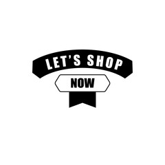 Let's shop now text on retro ribbon isolated on white background perfect for promotion icon or call out on your media