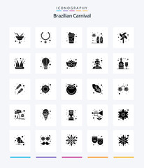 Creative Brazilian Carnival 25 Glyph Solid Black icon pack Such As fan. toy. drink. wave. adrenaline