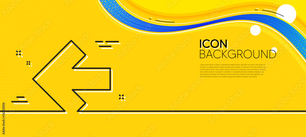 Poster left arrow line icon. abstract yellow background. direction arrowhead symbol. navigation pointer sig