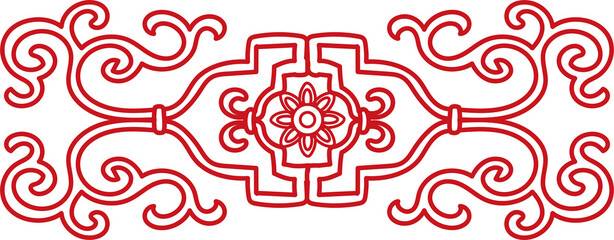 Ancient Chinese Retro Pattern botanic garden spiral curve cross frame chain