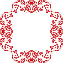 Ancient Chinese Retro Pattern botanic garden spiral curve cross frame chain