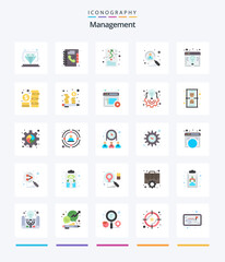 Creative Management 25 Flat icon pack  Such As shortlisted. hiring. goal. candidate. strategic