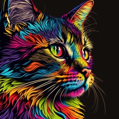 Colorful cat, pop art © Mikkel
