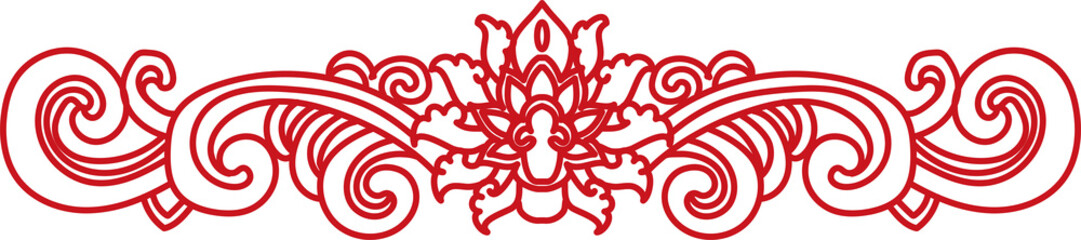 Ancient Chinese Retro Pattern spiral curve wave flower plant border