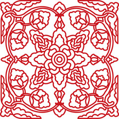 Ancient Chinese Retro Pattern botanic garden spiral curve cross frame flower chain