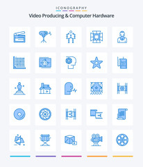 Creative Video Producing And Computer Hardware 25 Blue icon pack  Such As professional. light. special. illumination. human