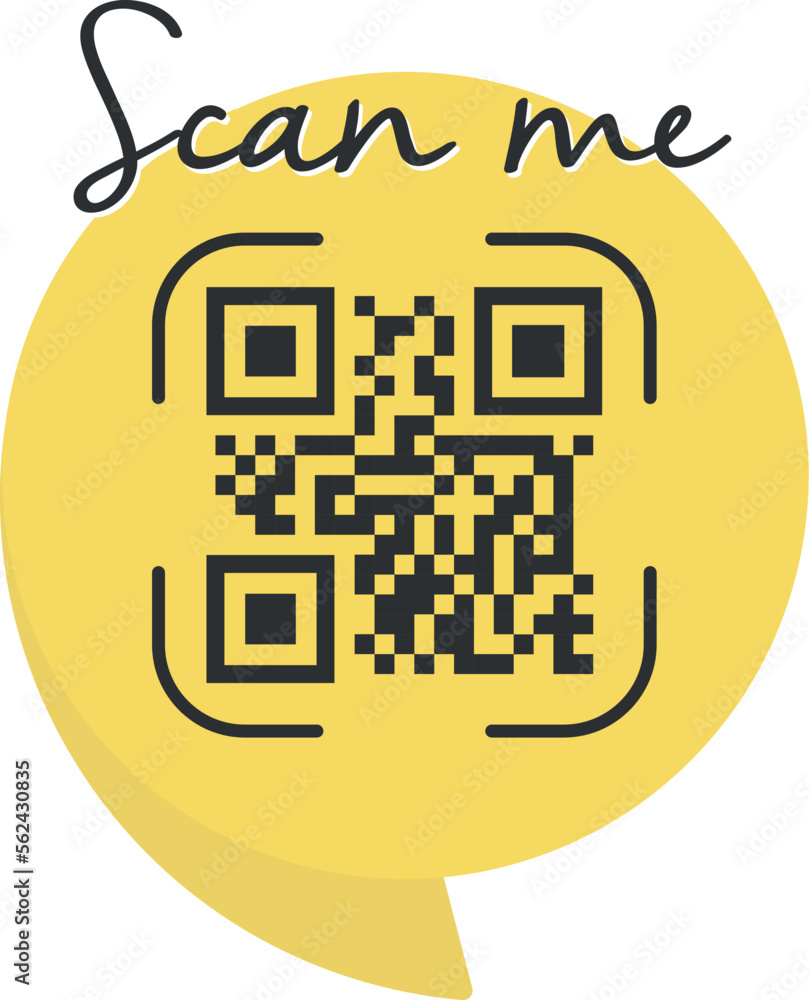 Poster qr code scan me in speech bubble, scan me concept, icon.