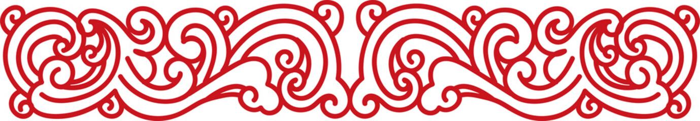 Ancient Chinese Retro Pattern spiral curve wave border line
