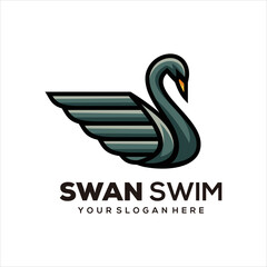 Swan illustration logo vector design