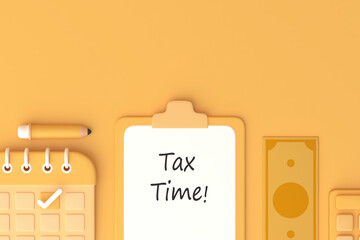 Tax Day Reminder Concept. 3d illustration submit tax by online concept, online tax payment and report. Business income.