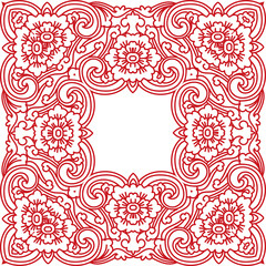 Ancient Chinese Retro Pattern spiral curve cross flower plant frame