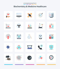 Fototapeta na wymiar Creative Biochemistry And Medicine Healthcare 25 Flat icon pack Such As medical. dish. aid. petri. medical