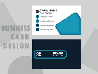Creative and Clean Modern Business Card Template Layout with Blue, Black and White