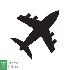 Obraz premium Airplane icon. Simple flat style. Flight, aircraft, plane silhouette, travel, transportation concept. Vector illustration isolated on white background. EPS 10.