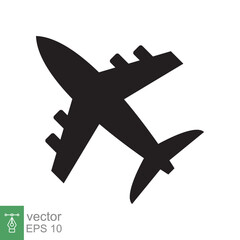 Obraz premium Airplane icon. Simple flat style. Flight, aircraft, plane silhouette, travel, transportation concept. Vector illustration isolated on white background. EPS 10.