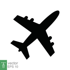 Obraz premium Airplane icon. Simple flat style. Flight, aircraft, plane silhouette, travel, transportation concept. Vector illustration isolated on white background. EPS 10.