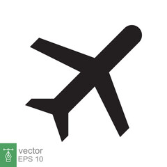 Airplane icon. Simple flat style. Flight, aircraft, plane silhouette, travel, transportation concept. Vector illustration isolated on white background. EPS 10.