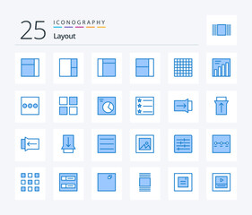 Layout 25 Blue Color icon pack including hamburger. slide. thumbnails. gesture. layout