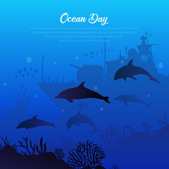 Obraz premium Elegant Ocean Underwater design background. World ocean day design background vector