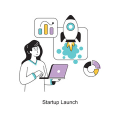 Startup Launch Flat Style Design Vector illustration. Stock illustration