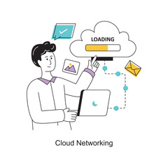 Fototapeta na wymiar Cloud Networking Flat Style Design Vector illustration. Stock illustration