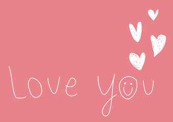 The letter Love You is white with a white heart on top. pink background - 562435461
