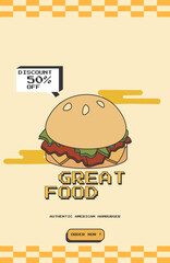 burger design poster, banner vintage style