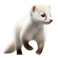 cute ferret jumping, illustration on transparent background