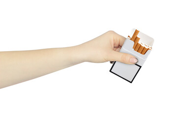 outstretched hand with a pack of cigarettes, give cigarettes, smoking cessation, nicotine addiction