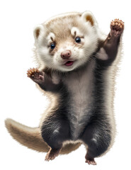 Fototapeta premium adorable ferret stand up, illustration on transparent background