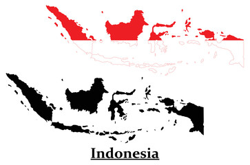 Indonesia National Flag Map Design, Illustration Of Indonesia Country Flag Inside The Map